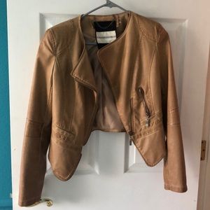 Tan faux leather moto jacket